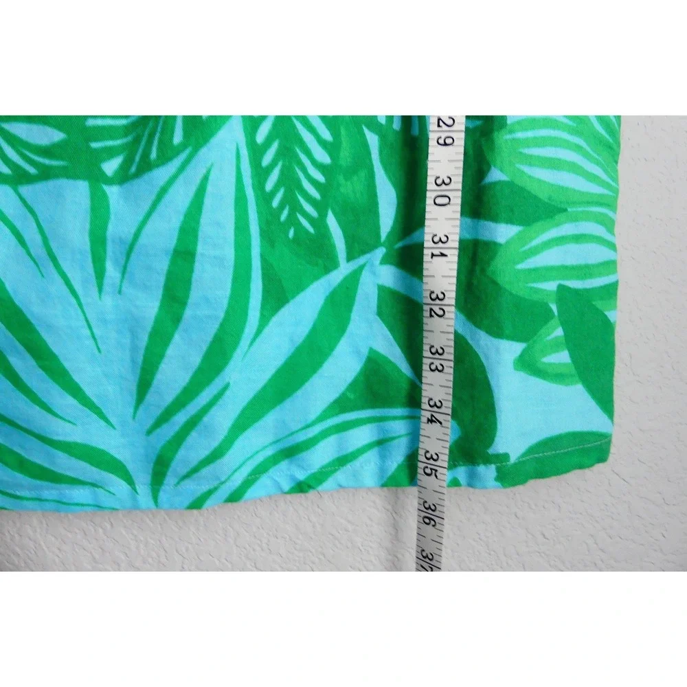 Talbots Linen Blend Tropical Print Shift Dress XS Ruffle Sleeve Summer Beach - Picture 5 of 6